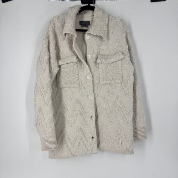 Anthropologie Textured Knit Shacket in Cream - Picture 2 of 5